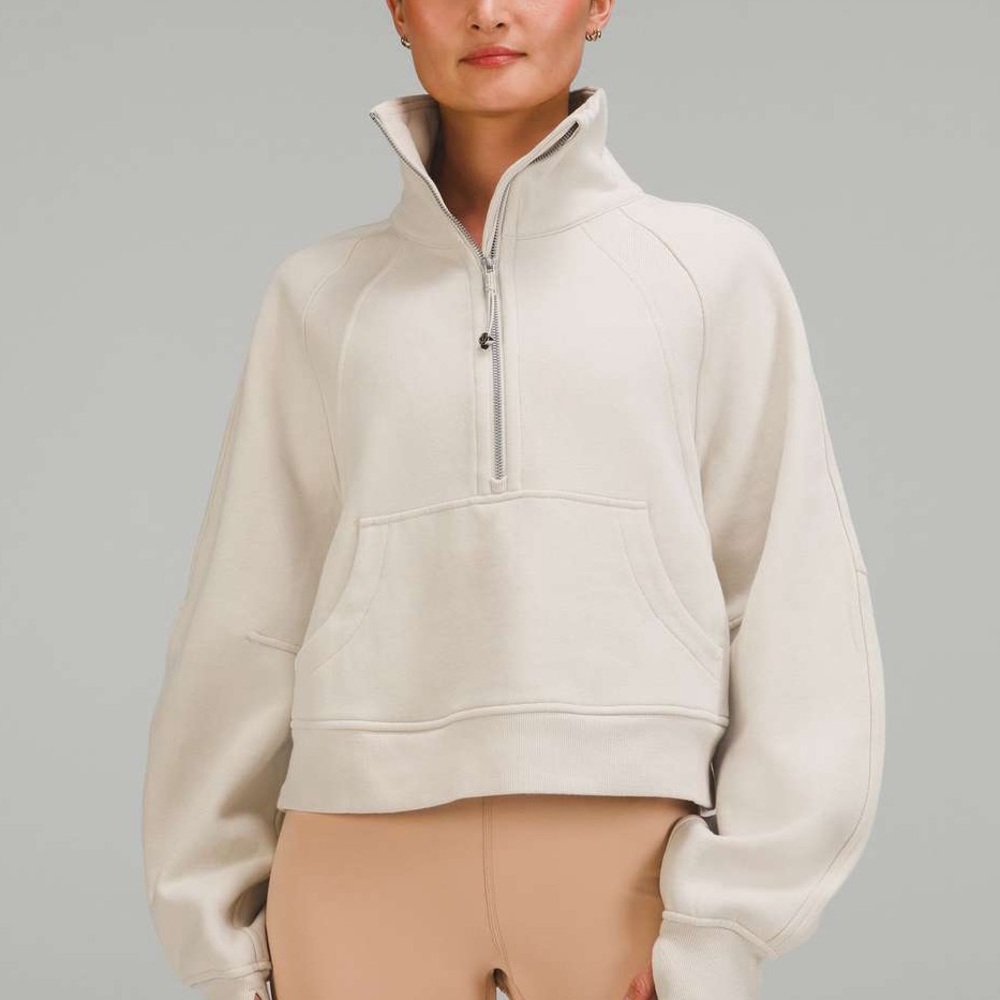 Lululemon Cream Scuba Oversized Funnel-Neck Half-Zip Sweatshirt - Medium